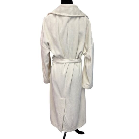 Reformation Walden Wrap Cream Long belted Coat sz L - Picture 12 of 15